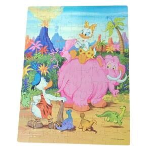 VTG Donald Duck 100 Piece Jigsaw Puzzle Caveman w Daisy Wooly Mammoth Complete
